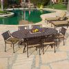 Savannah Outdoor Aluminum Oval Dining Table Set of 7 (KIT)