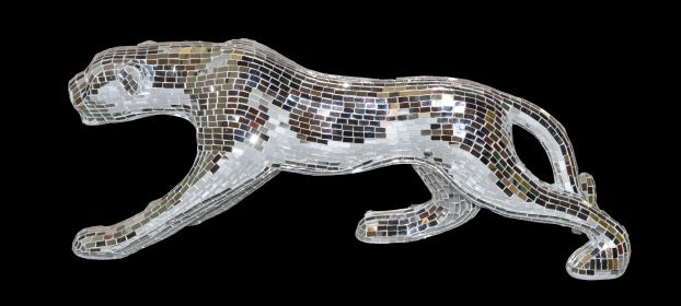 Mosaic Mirror Silver Leopard 42.50 Inches
