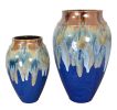 Blue Fusion Glazed Vase Set of 2