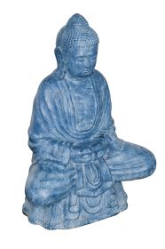 Sitting Buddha Lotus Blue Wash Finish