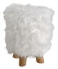 Woolly Faux Pouf Ottoman Stool With Natural Log Feet