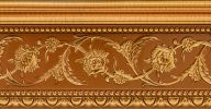 Gold Floral on Wood Tone Crown Molding 92 Inch