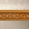 Gold Floral on Wood Tone Crown Molding 92 Inch