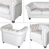 Classic Chesterfield White Sofa Set of 3