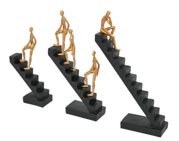 Set of 3 Climbing Stairs Statue