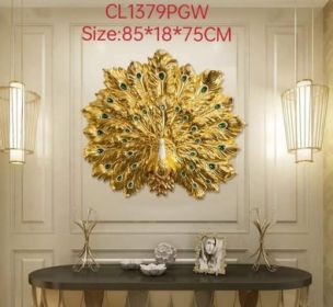 Golden Emerald Peacock Wall Décor