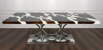 Bayshore Artistic Floating Teak Table with Stainless Stee Base