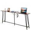 EVAJOY 70.9'Console Table, Industrial Sofa Table with 3 Outlets and 2 USB Ports