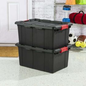 15 Gallon Industrial Tote Plastic; Black; Set of 6