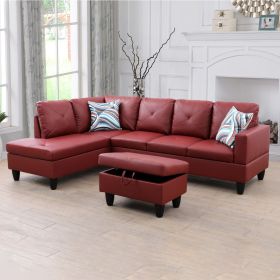 Red Semi PU Synthetic Leather Sofa Living Room Sofa