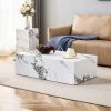 Modern MDF Coffee Table with Marble Pattern - 39.37x23.62x11.81 inches - Stylish and Durable Design