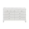 Glamorous Metallic White Finish Dresser of 9x Drawers Faux Crystal Knobs Modern Bedroom Furniture