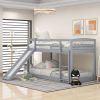 Twin over Twin Bunk Bed with Convertible Slide and Ladder, Gray(Old SKU:WF286601AAE)