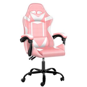 YSSOA Racing Video Backrest and Seat Height Recliner Gaming Office High Back Computer Ergonomic Adjustable Swivel Chair, Without footrest, Pink/White