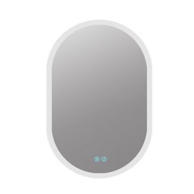 26X18 Inch Three-color Smart Bathroom Mirror with Light, Frameless Oval Smart Vanity Mirror Hanging Vertically