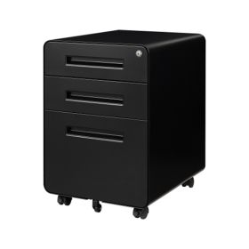 Mobile File Cabinet 3 Drawer Metal Storage Filing Cabinet with Lock and Key; Under Desk Legal Letter File Rolling Cabinets with Anti - tilt Wheels for