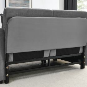 MH 54" Modern Convertible Sofa Bed with 2 Detachable Arm Pockets, Velvet Loveseat Multi-position adjustable Sofa with Pull Out Bed with Bedhead, 2 Pil