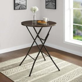 31" Round High-Top Folding Table, Walnut