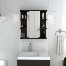 Medicine Cabinet Milano,Six External Shelves Mirror, Black Wengue Finish