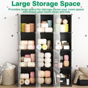 Cube Storage 12-Cube Bookshelf Closet Organizer Storage Shelves Shelf Cubes Organizer DIY Square Closet Cabinet Shelves, Black