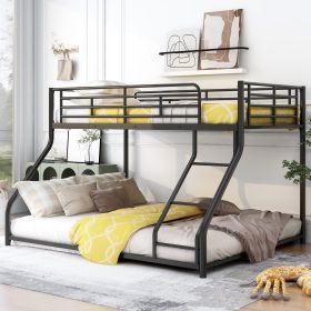 Metal Floor Bunk Bed, Twin XL over Queen, Black (Expected to arrive at 11.10)