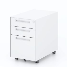 3 Drawer Metal Mobile Vertical Locking File Cabinet with Lock, Under Desk Rolling Filing Cabinets for for Home Office,Fully Assembled Except Wheels,An