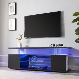 TV Stand for 70 Inch TV LED Gaming Entertainment Center Media Storage Console Table with Large Sliding Drawer & Side Cabinet for Living Room( Black)