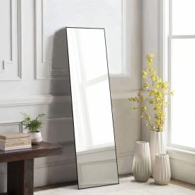 Floor Standing Mirror, Wall Mirror with Stand Aluminum Alloy Thin Frame,31''*71'',Black-rect