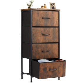 Drawers Dresser Chest of Drawers,Metal Frame and Wood Top,4bc,Brown