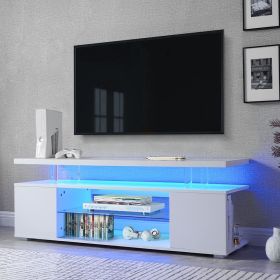 TV Stand for 70 Inch TV LED Gaming Entertainment Center Media Storage Console Table with Large Sliding Drawer & Side Cabinet for Living Room( White)
