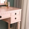 Dresser Three-Fold Square Mirror Drawers Roman Column Table/Stool Fluorescent Pink