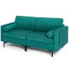 Modern Loveseat Sofa with 2 Bolsters and Side Storage Pocket