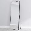 square rounded corners Full Length Mirror Floor Mirror Hanging Standing or Leaning, Bedroom Mirror Wall-Mounted Mirror Dressing Mirror with Black Alum