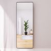 square rounded corners Full Length Mirror Floor Mirror Hanging Standing or Leaning, Bedroom Mirror Wall-Mounted Mirror Dressing Mirror with Black Alum