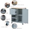 K&K Store Kitchen Cart with Spice Rack ,Towel Rack & Two Drawers,Rubber wood top,Kitchen Island with 4 Wheels for Dining Rooms Kitchens Living Rooms,