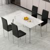 Black 4-piece set of PVC leather chairs with electroplated metal legs. Armless high back dining chairs and office chairs. Suitable for restaurants, li