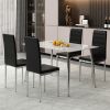 Black 4-piece set of PVC leather chairs with electroplated metal legs. Armless high back dining chairs and office chairs. Suitable for restaurants, li