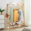 Bamboo Clothing Rack with Storage Shelves