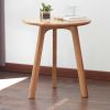 Round End Table- Small End Table Side Table Coffee Table Bedside Table Night Stand for Living Room Bedroom & Balcony, 100% Natural Solid Oak Wood Easy