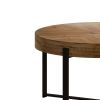 33.86"Modern Retro Splicing Round Coffee Table, Fir Wood Table Top with Black Cross Legs Base(Same SKU:W757127347)