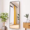 square rounded corners Full Length Mirror Floor Mirror Hanging Standing or Leaning, Bedroom Mirror Wall-Mounted Mirror Dressing Mirror with Black Alum