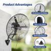 24 Inch Misting Wall Mount Fan, IP44 Waterproof Outdoor Fan, Powerful Cooling and Refreshing Mist, Adjustable Speeds, 180 Degree Oscillation,Black