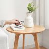 Round End Table- Small End Table Side Table Coffee Table Bedside Table Night Stand for Living Room Bedroom & Balcony, 100% Natural Solid Oak Wood Easy