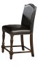 Traditional Style Counter Height Dining Side Chair 2pc Set Espresso PU Leather Upholstered Seat Dark Espresso Brown Finish Nailhead Trim Turned Front