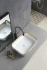 Deer and Forest Vessel Bathroom Sink Basin in White Ceramic Single Basin Ceramic Farmhouse Kitchen Sink with Basket Strainer