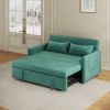 2120 Sofa Pull Out Bed Included Two Pillows 54" Green Velvet Sofa for Small Spaces