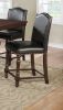 Traditional Style Counter Height Dining Side Chair 2pc Set Espresso PU Leather Upholstered Seat Dark Espresso Brown Finish Nailhead Trim Turned Front