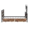 Twin Size Metal Platform Bed with MDF Headboard and Footboard,Two Storage Drawers and Rotatable TV Stand,Black