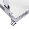 W82153573 Chrome Glass Side Table, Acrylic End Table, Glass Top C Shape Square Table with Metal Base for Living Room, Bedroom, Balcony Home and Office