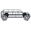 Metal Twin Size Car-shaped Platform Bed with Wheels and Headlights Decoration, Black